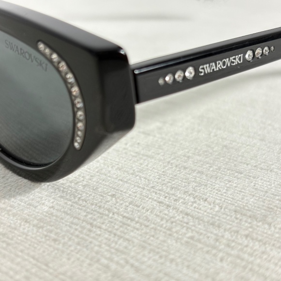 Swarovski Y2K Black Cat-Eye Sunglasses w/ Crystal Accents | Early 2000s